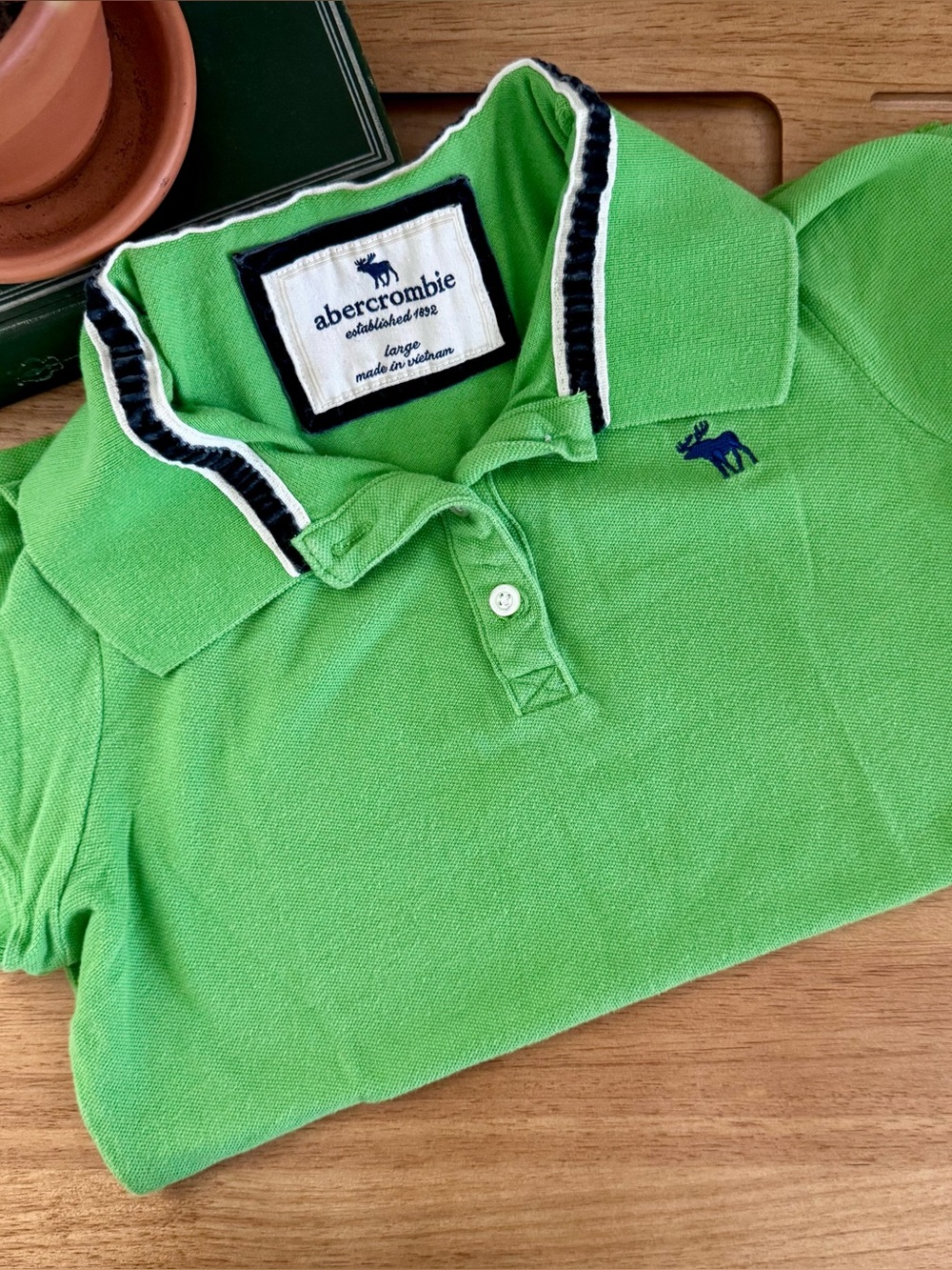 Vintage Y2K Abercrombie & Fitch Kids Large Green Moose Polo | 00s